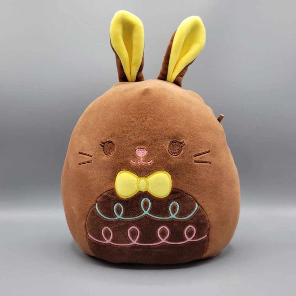 Squishmallows Dinora Chocolate Easter Bunny Rabbit Spring Plush Yellow Ears 8"